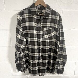 Stanley Men’s Black|White Plaid Cotton Blend Flannel Shirt Sz Large